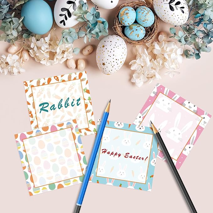 9 Pieces Easter Sticky Notes Self-Adhesive Easter Rabbit Carrot Note Pads Sticky Memo Notes for School Office Home Supplies Students Teachers Present, 9 Styles