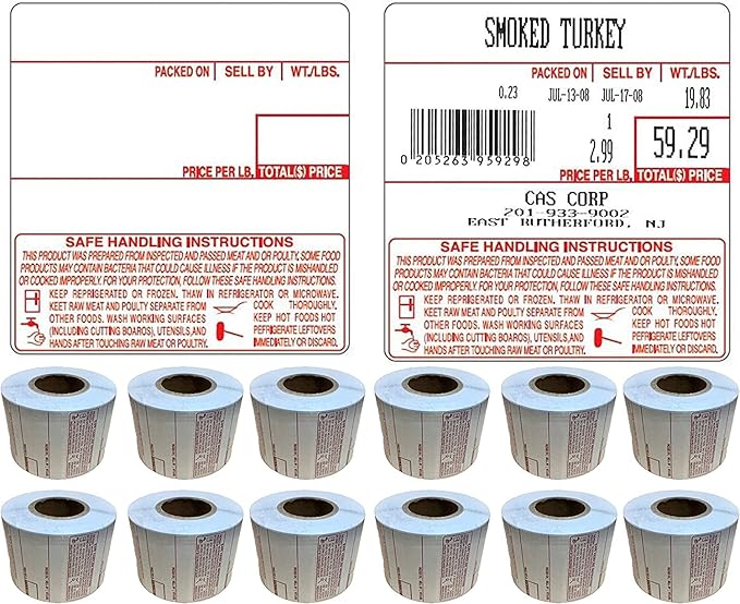 LST-8040 Printing Scale Label, All RED Letters, 58 x 60 mm, UPC/Safe Handling 36 Rolls Per Case, Lower Price Than 12 Rolls