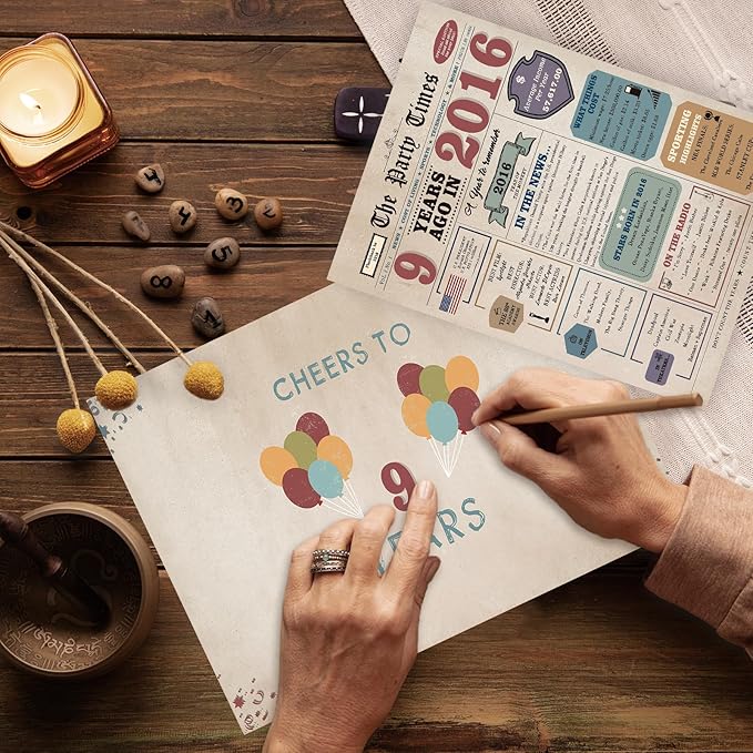 9th Birthday Card Gifts for Daughter Son, 9th Birthday Decorations for Boys Girls, Cute 9 Year Old Gift Cards