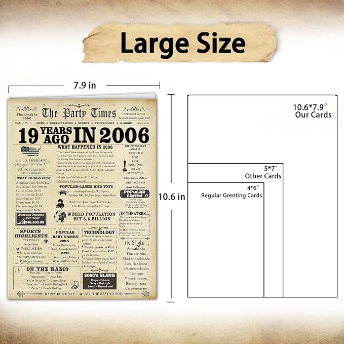 Big 19th Birthday Gift for Daughter Son,Happy 19 Year Old Birthday Vintage Greeting Card for Men Women,Unique 19th Birthday Decoration for Girls Boys,A Good Gift Idea for Friends