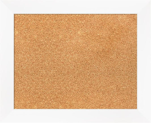 Amanti Art Natural Cork Board for Wall, 17x21 Vision Board with White Frame, Small Corkboard Office Decor for Home Organization, Modern Corkboard Pinboard to Display Items for Home Organization in