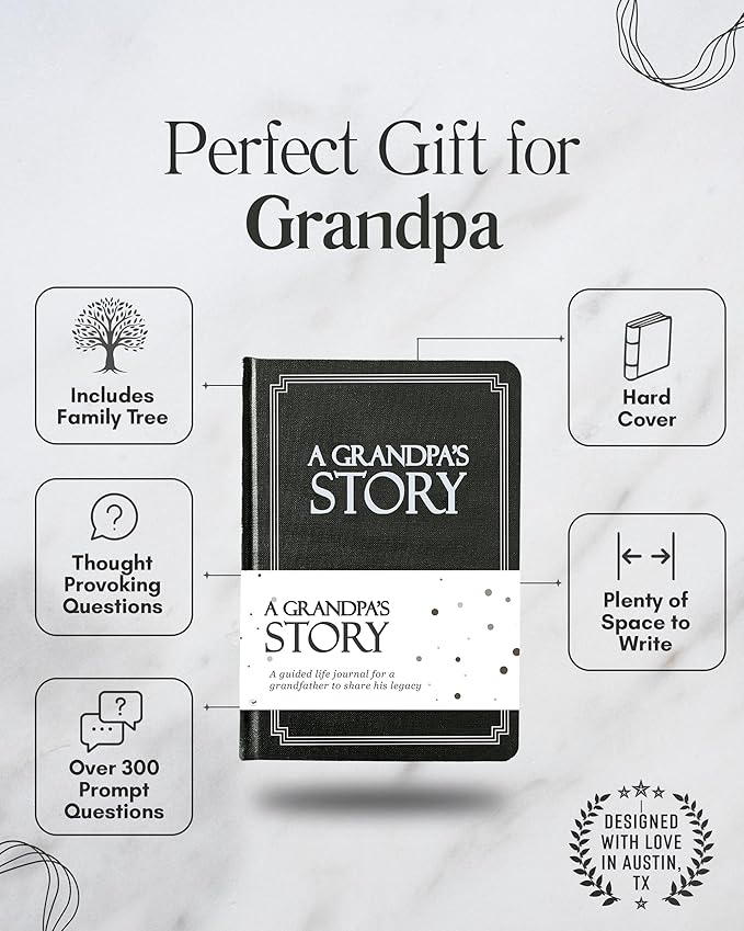 Grandpa's Life Story Journal (Hardcover): A Meaningful Keepsake for Grandpa to Share His Journey & Memories, Book Includes 250+ Prompt Questions, Sentimental Gift for Father's Day, Birthday, Christmas