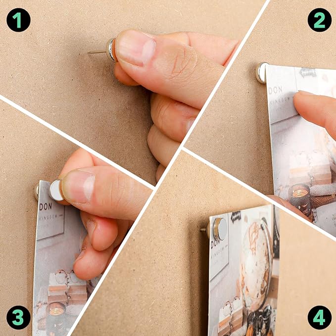 E BAVITE Magnetic Pushpins, 50 Sets Magnet Thumb Tacks for Whiteboard Wall Cork Board Bulletin Cute Decorative Push Pins Clip Magnetic Photo Poster Hanger