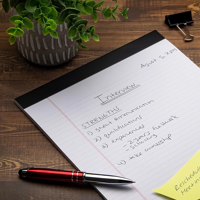 Office Legal Pads | Note Pads For Work | Memo Pads | 8.5 x 11 inches Lined Paper Pad | Narrow Rule 50 Sheets Pads | Set of 6 White Writing pads for Home, School, Teachers, Businesses