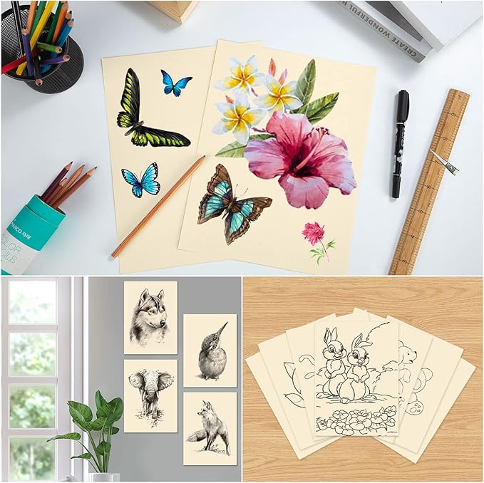 Fainne 150 Sheets Card Stock Paper, 67lb Cover Medium Weight Cardstock, 8.5 x 11 Inch Cream Paper for Crafts, Coloring, Announcements, Printing at School, Office, Home