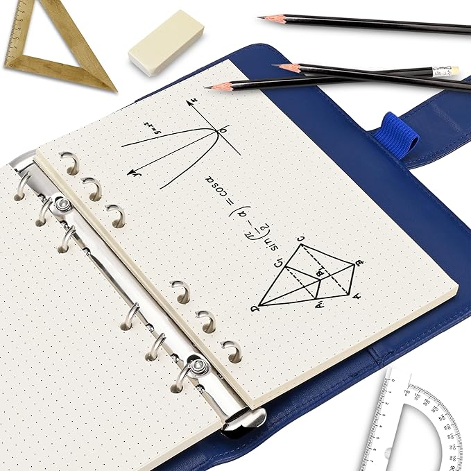 A6 Dot-Ruled Refill Paper, 100gsm Thick Beige No-Bleed Sheets (80-Pack), Pre-Punched – Fits A6 6-Ring Binders for Office, School & Teachers