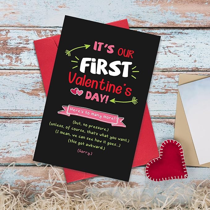 Ogeby Funny First Valentines Day Card Gifts for Boyfriend Girlfriend, Cute Valentines Day Gifts for Him Her Husband, Sarcastic 1st Valentines Day Cards Gifts for New Couple Men Women