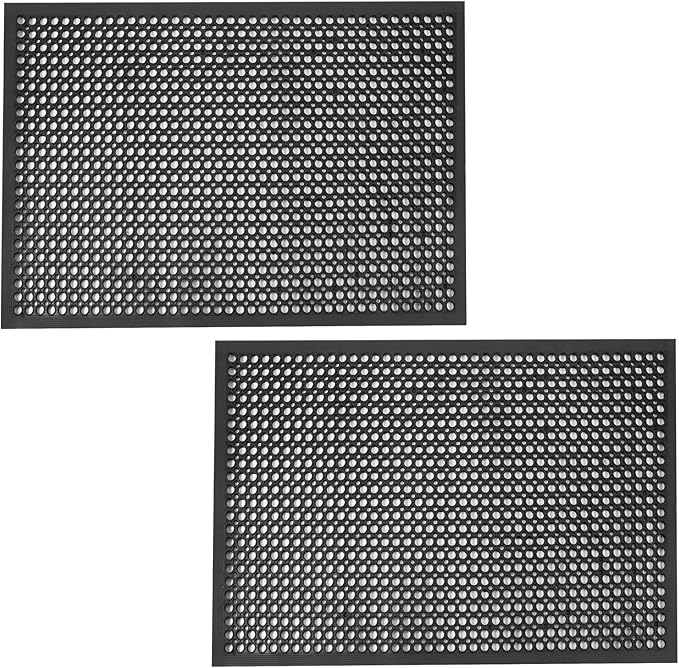 Anti Fatigue Outdoor Rubber Floor Mat 2 Pack Commercial Restaurant Kitchen Mats for Floors Non-Slip Bar Floor Mats Rubber Door mat Drainage Mats Utility Garage Use 36" x 60" Black