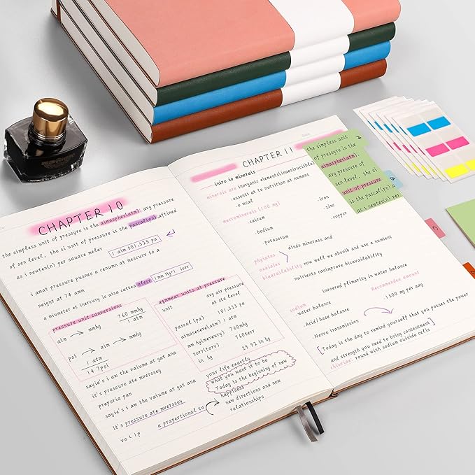 AHGXG Lined Journal Notebook - 320 Pages Thick Journal for Women, Large Notebook A4 College Ruled, 8.5''×11'', 100gsm Thick Paper, Leather Softcover - Pink