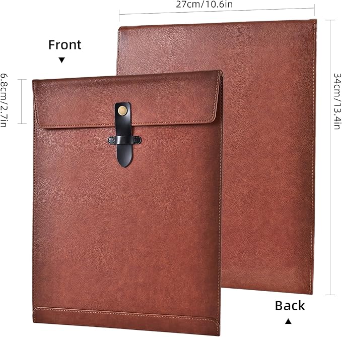 Brown Leather File Folder Letter Size, File Organizer, Important Document Folder, Document Organizer, Laptop Sleeve Notebook Case, Leather Folder Paper Storage, A4 Envelopes Filing Folder 3PCS