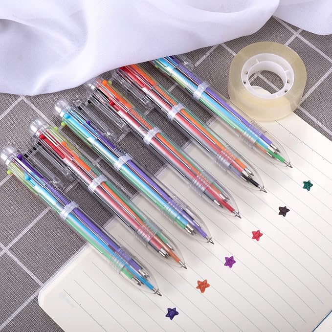 favide 6 Pack 0.5mm 6-in-1 Multicolor Ballpoint Pen,6-Color Retractable Ballpoint Pens for Office School Supplies Students Children Gift,Kids Party Favors (6)