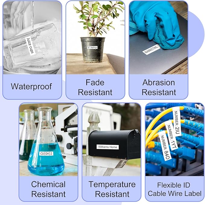 2PK TZe-FX251 1" Compatible for Ptouch Flexible ID Laminated Tape TZ-FX251 24mm 0.94 White Cable Wire Labels Tape for PT-D600 PT-D610BT PT-P710BT P700 Label Maker