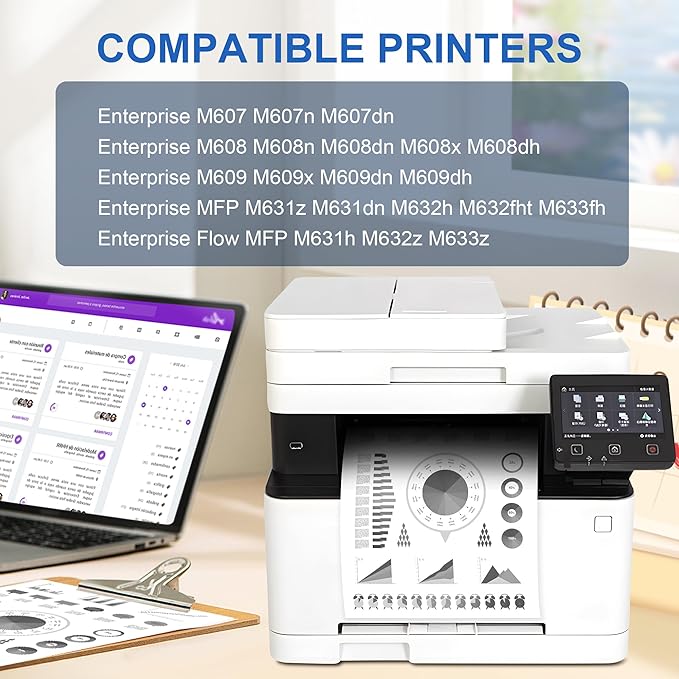37A Toner Cartridges Black CF237A(with Chip) Compatible for 37A Toner Cartridges Work for Enterprise M607n M608dn M609 M608n M607dn M608x M609x MFP M632 M631 M631h M633fh Printer (Black, 1 Pack)