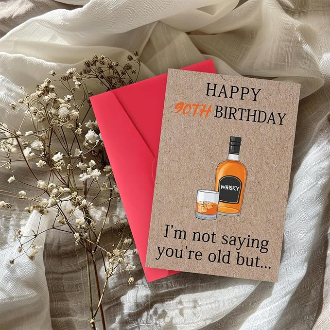 Happy 90th Birthday Gifts for Men Women, Funny 90th Birthday Cards Decorations for Grandma Grandpa, Gifts for 90 Year Old Grandparents
