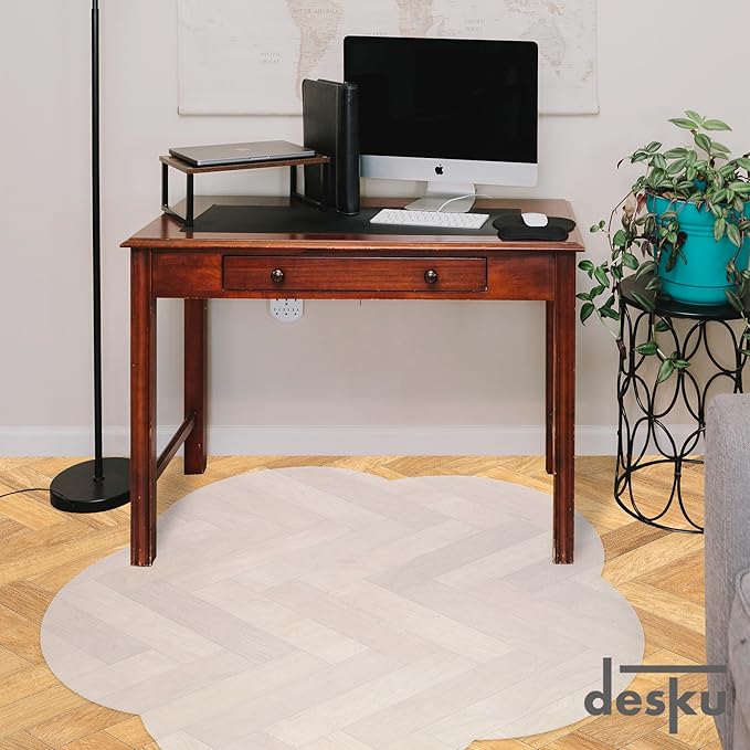 DESKU Flower Power Desk Chair Mat – Heavy-Duty PVC Mats for Hard Floor Protection, Clear, 48 x 49 Inches, Made in The USA