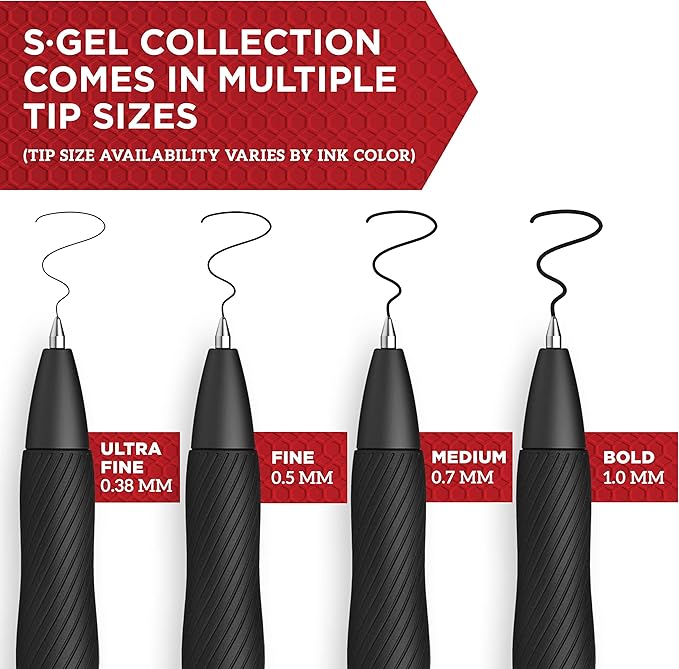 Sharpie S-Gel Gel Pens, Black Barrel, Medium Point (0.7mm), Black Gel Ink Pens, 12 Count - Home, Office, School, Journaling, Writing, Note-Taking, Teacher Supplies
