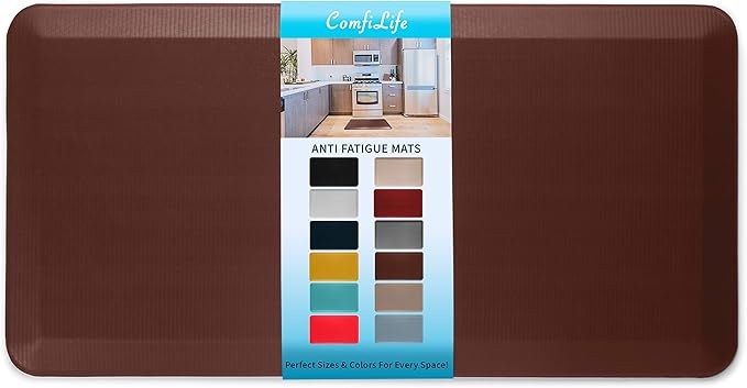 ComfiLife Anti Fatigue Floor Mat – 3/4 Inch Thick Kitchen Mats for Floor, Standing Desk Mat, Kitchen Rug – Comfort at Home, Office – Durable – Stain Resistant – Non-Slip Bottom (20" x 39", Brown)