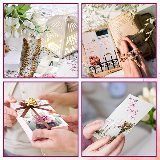 36 Sets Christian Get Well Soon Cards with Scripture Assorted Religious Bible Verse Wishing You Well Greeting Cards with Envelope(Various Floral)