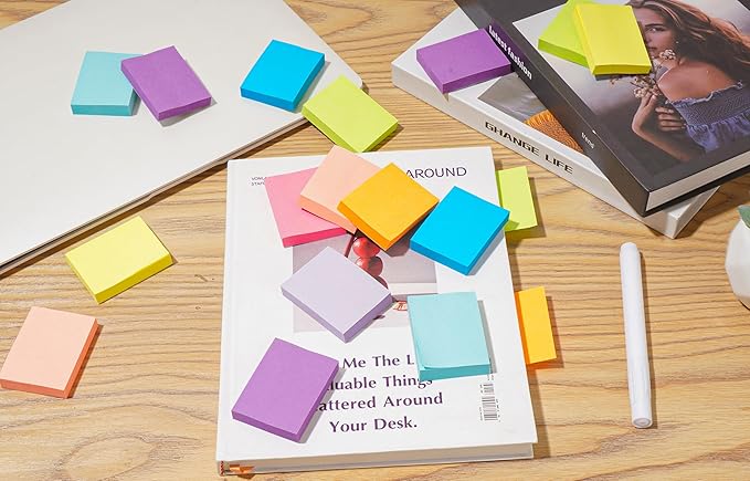 36 Pads Sticky Notes 1.5x2 inch Post, 9 Bright Colors Mini Self-Stick Pads Bulk, 70 Sheets/Pad