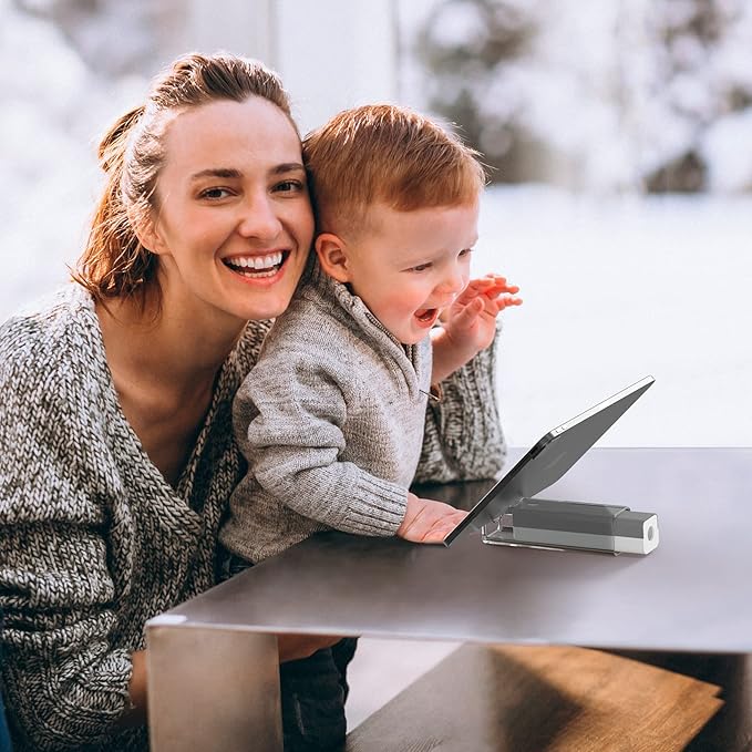 CLICK CLEAN Screen Cleaner, Fingerprint Proof Screen Cleaner Spray, All-in-One Cleaner with Microfiber, Shell and Phone Stand for All Phones, Laptop and Tablet Screens (Grey)