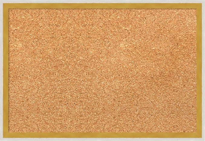 Amanti Art Natural Cork Board for Wall, 13x19 Vision Board with White Frame, Small Corkboard Office Decor for Home Organization, Modern Corkboard Pinboard to Display Items for Home Organization in