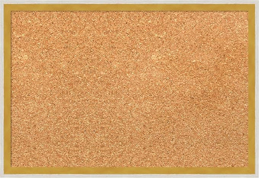 Amanti Art Natural Cork Board for Wall, 13x19 Vision Board with White Frame, Small Corkboard Office Decor for Home Organization, Modern Corkboard Pinboard to Display Items for Home Organization in
