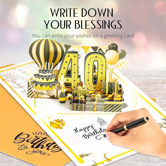 40th Birthday Card for Women Men, Jumbo Pop Up 40th Birthday Cards for Her Him, Happy 40th Birthday Decorations for 40 Year Old Women Men Funny Birthday Gifts, Review of 1985, Black Gold
