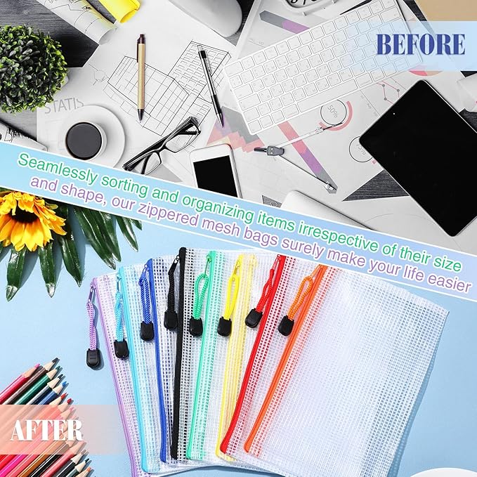 Jetec 32 Pcs Mesh Zipper Bags Toy Storage Bikini Organizer Bag Bolsas Para Guardar Trajes De Baño Waterproof Zipper Reusable Pouch Puzzle Multipurpose for Storage Office(Sweet Color,7.5 x 5 Inch)