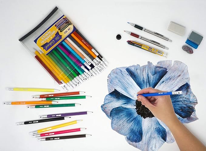 June Gold 36 Blue (Azure #130) Colored 2.0 mm Lead Refills, Bold Thickness for Heavy Use, Break Resistant with a Convenient Dispenser