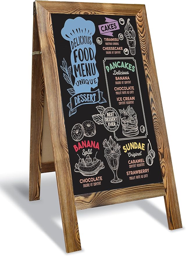 Better Office Products Magnetic A-Frame Chalkboard Sign, Extra Large 20" x 40", Standing Chalkboard Easel, Deluxe Set with Multiple Accessories, Outdoor Sidewalk Sandwich Board Sign,(Rustic Brown)