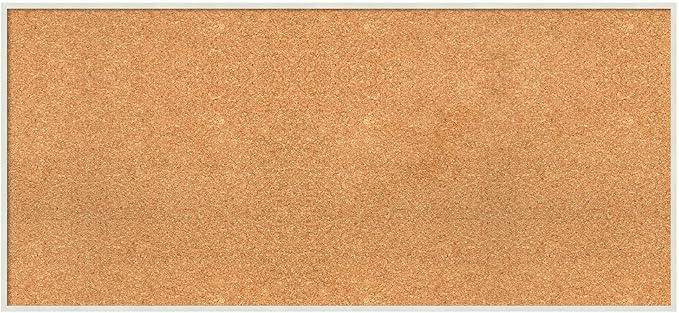 Amanti Art Natural Cork Board for Wall, 21x45 Vision Board with White Frame, Oversize Corkboard Office Decor for Home Organization, Modern Corkboard Pinboard to Display Items for Home Organization in