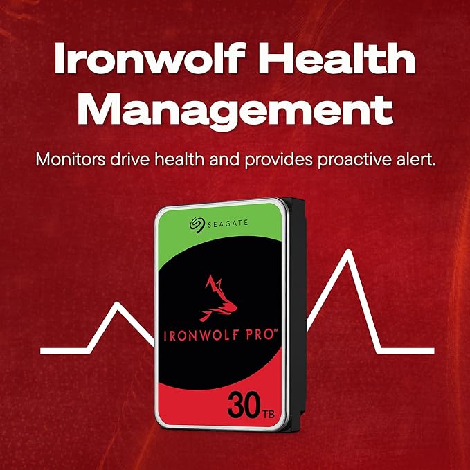 Seagate IronWolf Pro 30TB Enterprise NAS Internal HDD Hard Drive – CMR 3.5 Inch SATA 6Gb/s 7200 RPM 512MB Cache for RAID Network Attached Storage, Rescue Services (ST30000NT011)