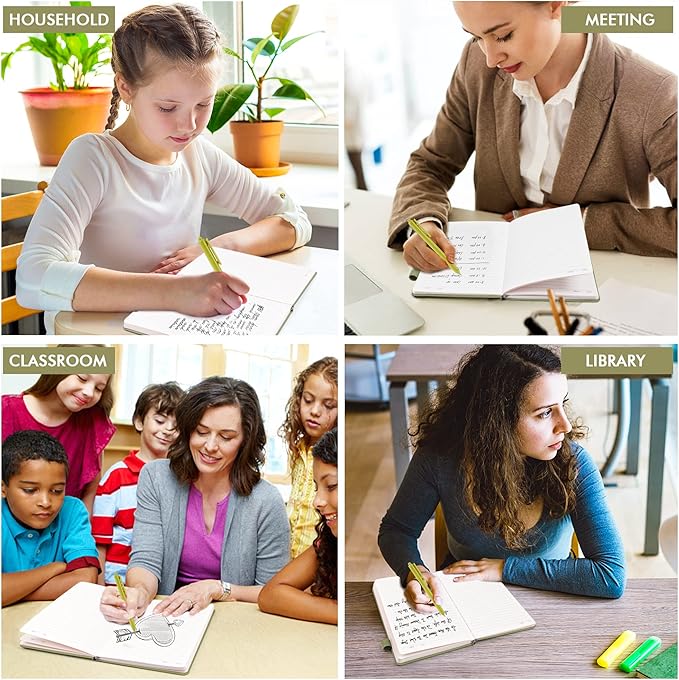 feela 5 Pack Notebooks Journals Bulk, Hardcover Classic Ruled Lined Journals with Pen Holder for Women Girls School Business Supplies, with 5 Black Pens, 120 GSM, 5.1”x8.3”, A5, Avocado Green