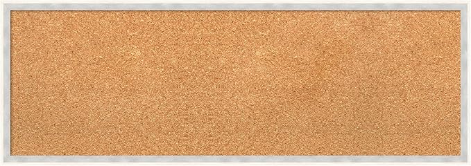 Amanti Art Natural Cork Board for Wall, 13x37 Vision Board with White Frame, Medium Corkboard Office Decor for Home Organization, Modern Corkboard Pinboard to Display Items for Home Organization in