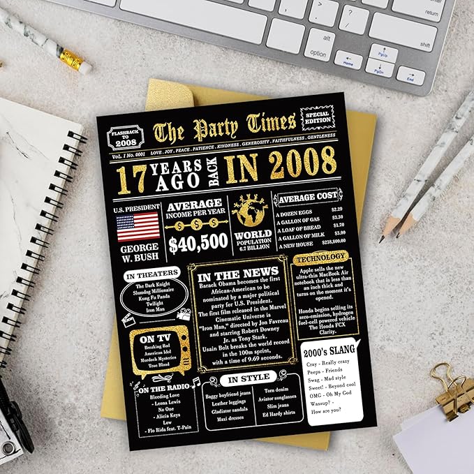 Jumbo 17th Birthday Card, Happy 17th Birthday Gifts for Him Her, Funny 17th Birthday Decorations for Boys Girls, 17 Year Old Birthday Gifts for Son Daughter