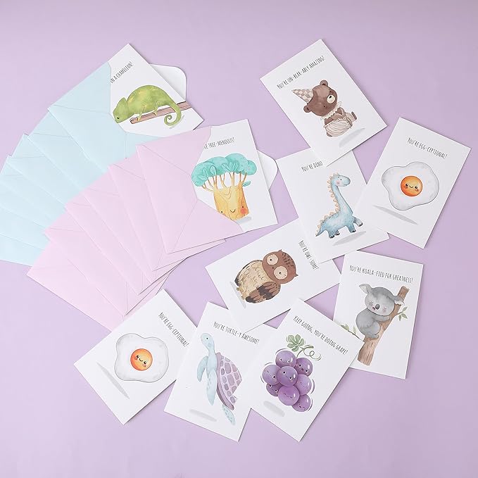 Mr. Pen- Funny Notecards with Envelopes, 24 Set, Funny Cards for Kids, Funny Geeting Cards for Kids, Blank Cards for Kids, Kids Cards, Fun Puns Blank Note Cards