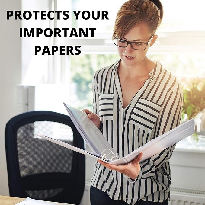 3 Ring Binder, Professional D Ring Binder 5 Inch, Presentation Folder for Standard Pages 8.5 x 11 with Pockets, Crystal Clear View White Binder (2 Pack)