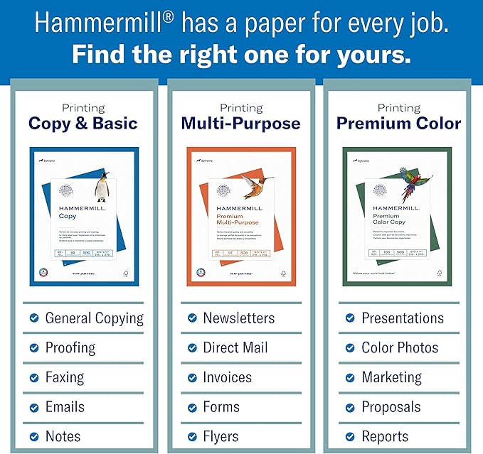 Hammermill Colored Paper, 24 lb Cream Printer Paper, 8.5 x 11-1 Ream (500 Sheets) - Made in the USA, Pastel Paper, 168060R