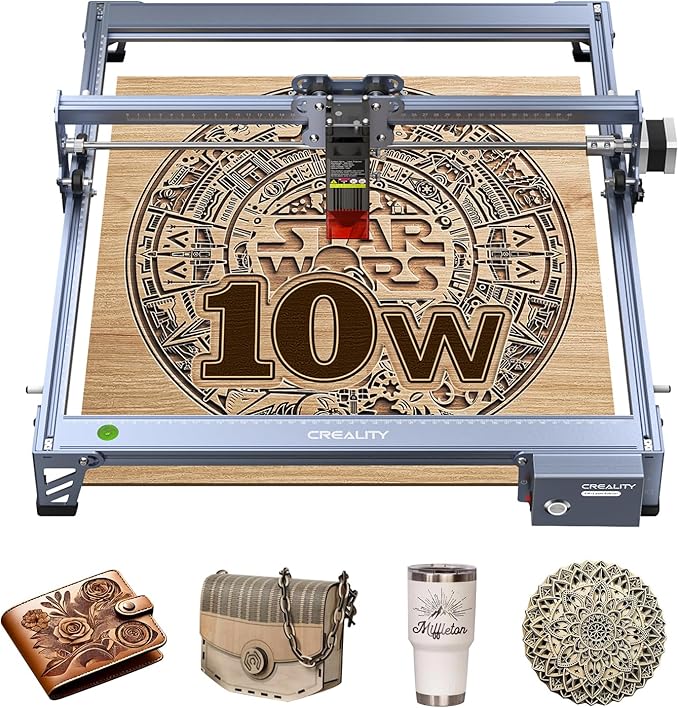 Creality Laser Engraver Machine 10W Output Power, 72W DIY Laser Engraving Machine 0.06mm High Precision Laser Cutter and Engraver for Wood and Metal, Paper, Acrylic, Glass, Leather etc, 17" x 16"