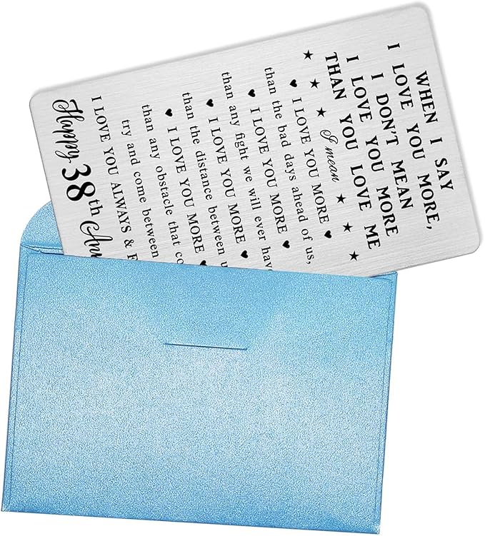 CPLJW 38th Anniversary Wallet Card Gifts for Him, Happy 38 Anniversary Romantic Gifts for Her