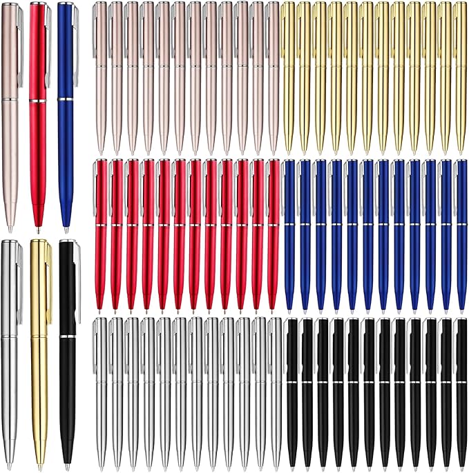Teling 72 Pcs Small Ballpoint Pen Mini Pens Bulk 4 Inch Short Small Tiny Black Ink Ballpoint Writing Tool for Notebook Pockets Signature Notepads School Office(Multi Colors,Classic Style)