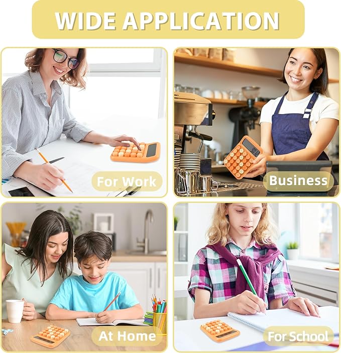 Desktop Calculator 12 Digit, Cute LCD Display Mechanical Basic Standard Calculators with Big Buttons, Aesthetic School Office Supplies (Mixed Orange)