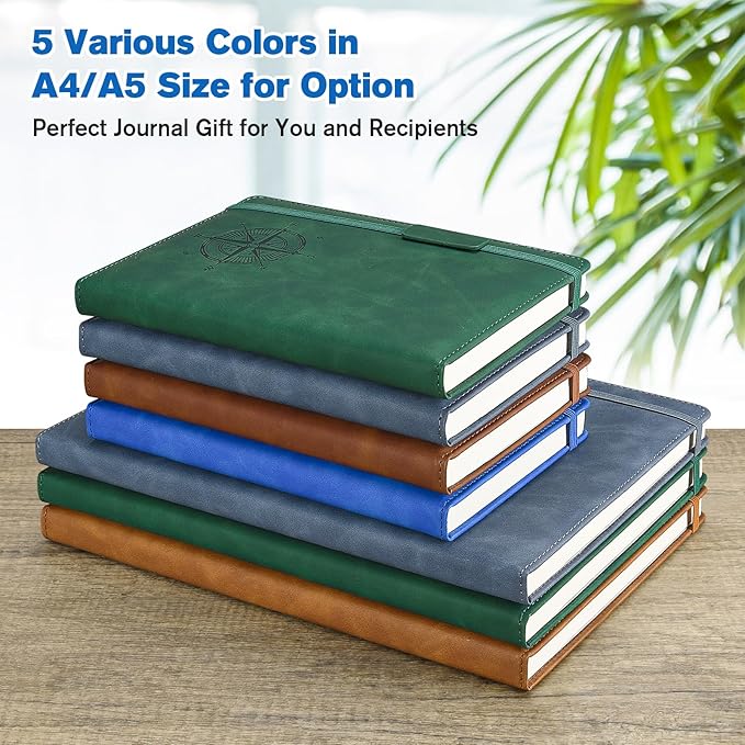 Notebook Journal for Women Men: Leather Journal for Writing, Hardcover College Ruled Journals Notebooks with Thick Paper, Large A4 Daily Journal for Travel, Diary, Gifts for Teens, 8.5"×11", Blue