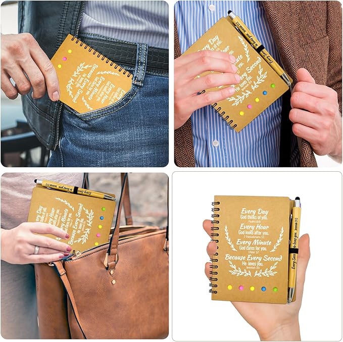 40 Pcs Bulk Christian Gifts Prayer Journal for Woman - 20 Set Religious Notepad with Christian Pen - Bible Notebook - Church Gifts for Mother's Day, Bible Study, and Family Devotions ( Brown )