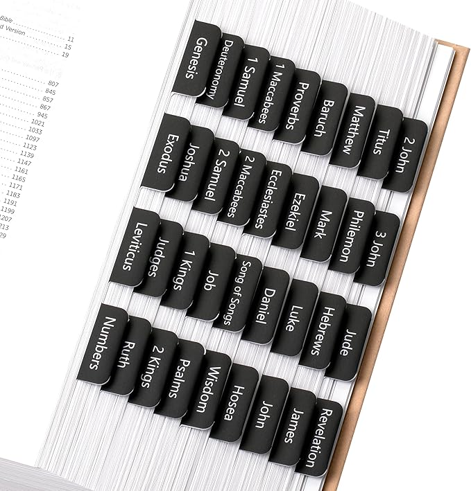 Mr. Pen- Bible Tabs, 75 Tabs, Black, Laminated Bible Tabs for Women and Men, Bible Tabs for Study Bible Index Tabs, Bible Book Tabs, Bible Labels Tabs, Mr Pen Bible Tabs for Women Study Bible