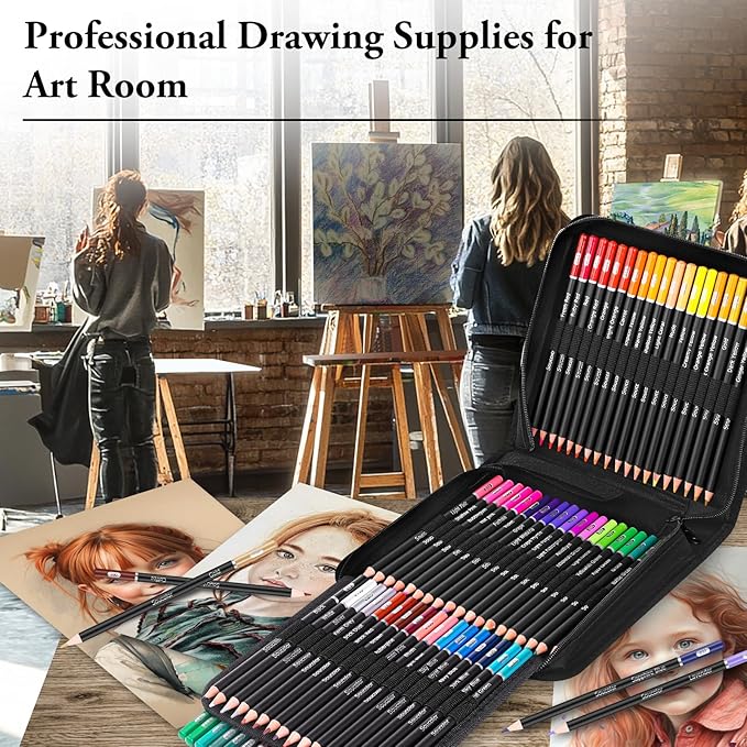 Soucolor 72-Colors Premium Artist Colored Pencils Set with Zippered Case for School Preppy Supplies, Drawing Kit Art Supplies for College Students