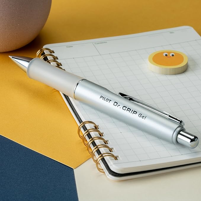 PILOT Dr. Grip Limited Refillable & Retractable Gel Ink Rolling Ball Pen, Fine Point, Metallic Platinum Barrel, Black Ink, Single Pen (36272)