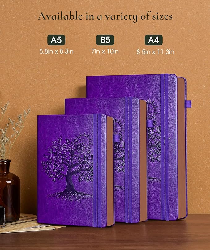 Vintage Leather Journal with 300 Numbered Pages,A4 Lined Journal for Men Women,Daily Journals for Writing,College Ruled Notebook for Work,School,Note taking,Travel Diary,Large (8.5" X 11.3")
