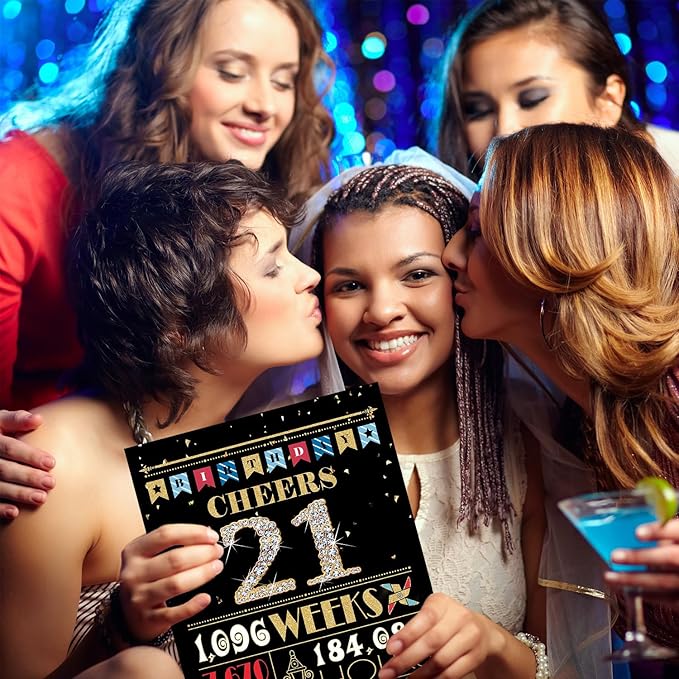 21st Birthday Card, 21st Birthday Decorations for Her Him, 21st Birthday Gifts for Daughter Son, Back in 2004 Birthday Card, Black Gold