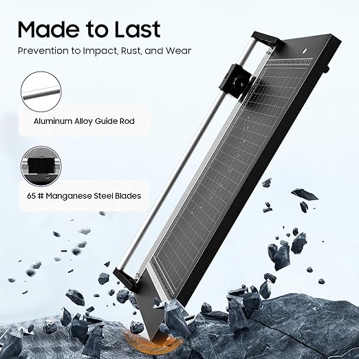 Rotary Trimmer Paper Cutter, 24Inch Manual Paper Trimmer for Crafting, Heavy Duty Rotary Papers Cutter Slider, Self-Sharpening Professional Cutting for Offices, Schools and Crafts
